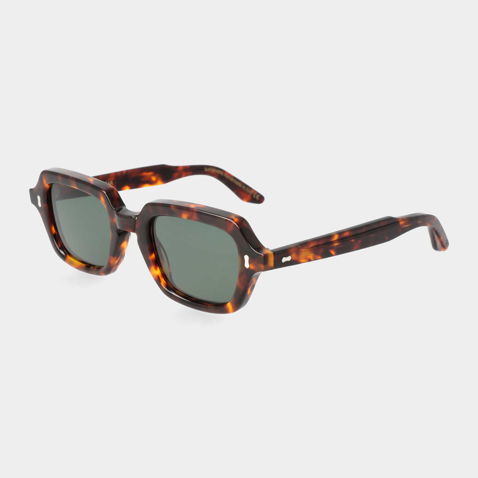 Square tortoise sunglasses with green lenses: Oak | TBD Eyewear